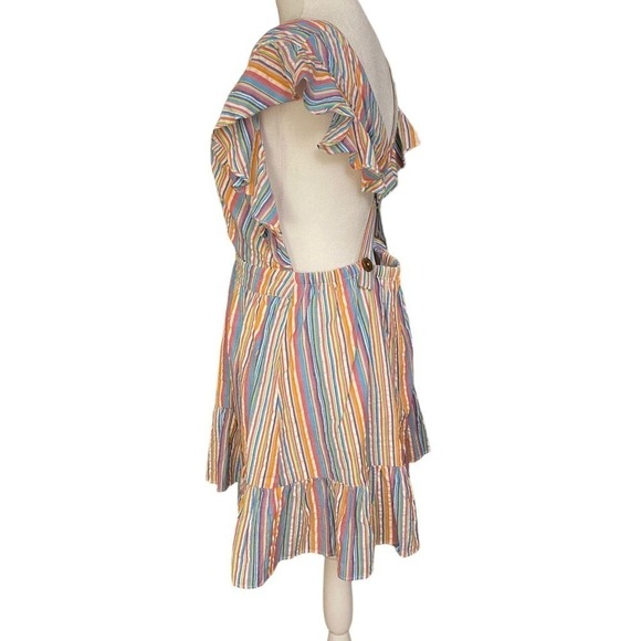 Majorelle Costello Multicolor plunging Ruffle rainbow Striped Crossback Dress L - Picture 12 of 16